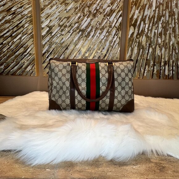 Gucci GG Monogram Supreme Sherryline Ophidia Boston Bag with Ophidia Key Case - Picture 2 of 16